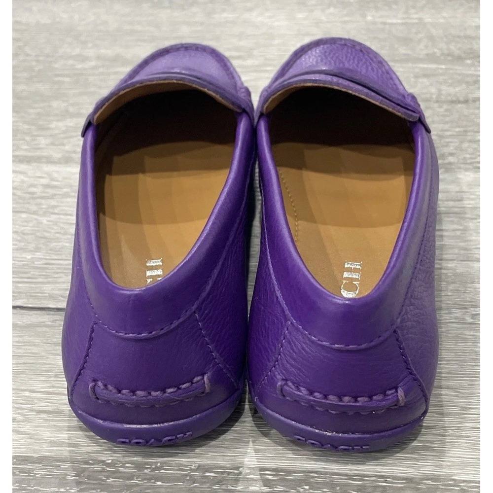 COACH PENNY‎ Pebble Grain Leather  Purple Women's 6.5 M Loafers Q8785 NWB - Picture 4 of 10